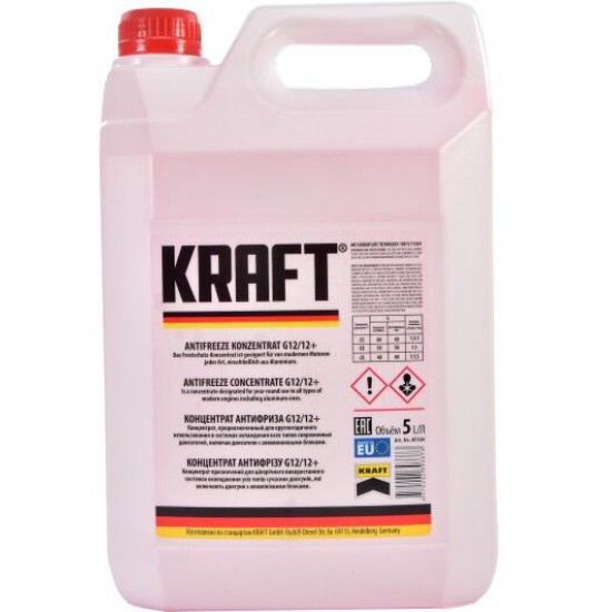 Kraft Antifreeze Concentrate G12/G12+ (-70C, червоний) 5л. Kraft Antifreeze Concentrate G12/G12+ (-70C, червоний) 5л.